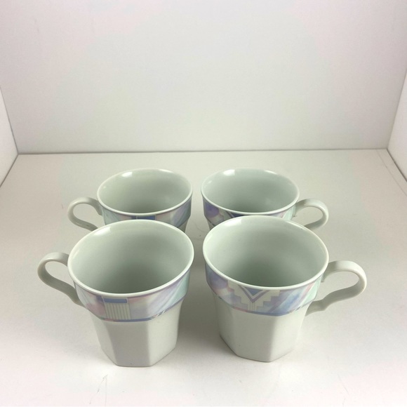 Savoir Vivre Celina Coffee Cup Set of 4 Vintage 90's Deco Pastel Octagonal - Picture 3 of 9